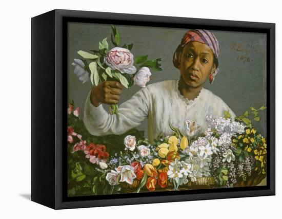 Young Woman with Peonies, 1870-Frederic Bazille-Framed Premier Image Canvas