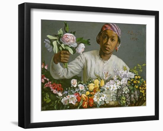 Young Woman with Peonies, 1870-Frederic Bazille-Framed Giclee Print