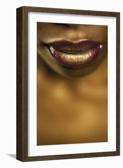 Young Woman with Purple and Gold Lipstick-null-Framed Photo