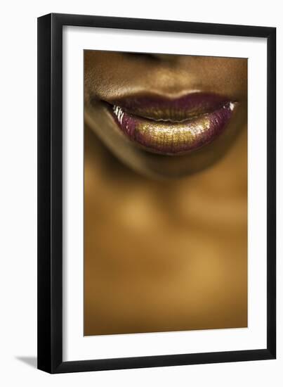 Young Woman with Purple and Gold Lipstick-null-Framed Photo