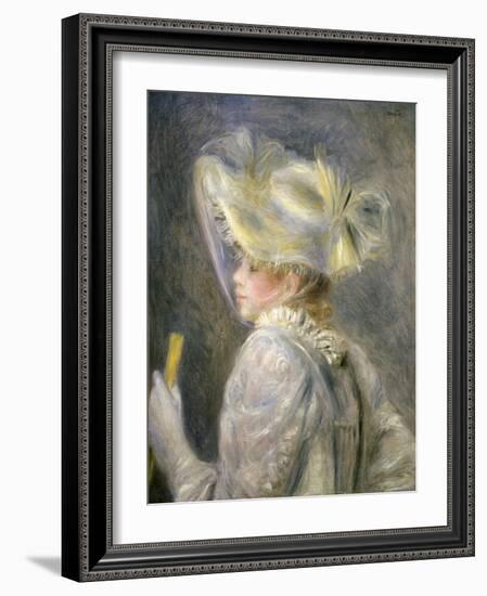 Young Woman with White Hat-Pierre-Auguste Renoir-Framed Giclee Print