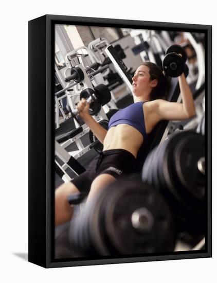 Young Woman Working Out with Hand Wieghts, Rutland, Vermont, USA-Chris Trotman-Framed Premier Image Canvas