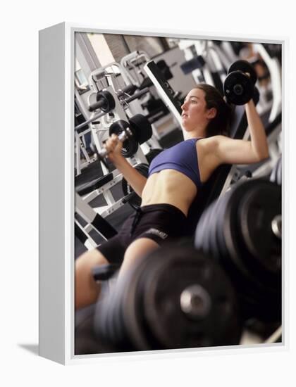 Young Woman Working Out with Hand Wieghts, Rutland, Vermont, USA-Chris Trotman-Framed Premier Image Canvas