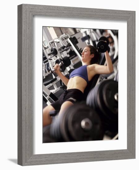 Young Woman Working Out with Hand Wieghts, Rutland, Vermont, USA-Chris Trotman-Framed Photographic Print