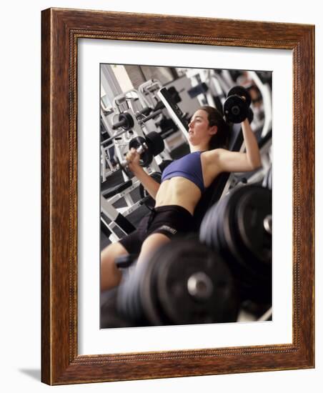 Young Woman Working Out with Hand Wieghts, Rutland, Vermont, USA-Chris Trotman-Framed Photographic Print