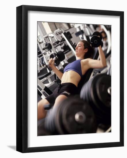 Young Woman Working Out with Hand Wieghts, Rutland, Vermont, USA-Chris Trotman-Framed Photographic Print