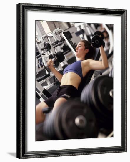 Young Woman Working Out with Hand Wieghts, Rutland, Vermont, USA-Chris Trotman-Framed Photographic Print