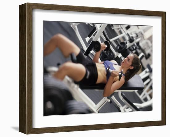 Young Woman Working Out with Hand Wieghts, Rutland, Vermont, USA-Chris Trotman-Framed Photographic Print