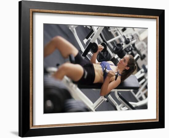 Young Woman Working Out with Hand Wieghts, Rutland, Vermont, USA-Chris Trotman-Framed Photographic Print