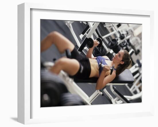 Young Woman Working Out with Hand Wieghts, Rutland, Vermont, USA-Chris Trotman-Framed Photographic Print