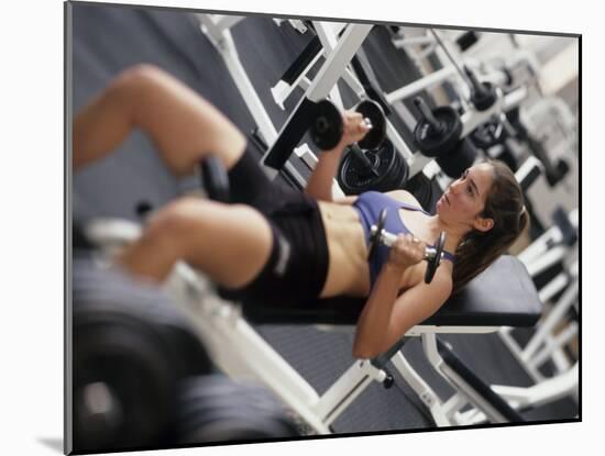 Young Woman Working Out with Hand Wieghts, Rutland, Vermont, USA-Chris Trotman-Mounted Photographic Print