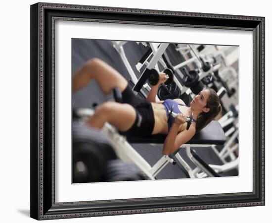 Young Woman Working Out with Hand Wieghts, Rutland, Vermont, USA-Chris Trotman-Framed Photographic Print