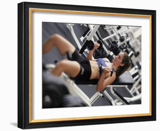 Young Woman Working Out with Hand Wieghts, Rutland, Vermont, USA-Chris Trotman-Framed Photographic Print