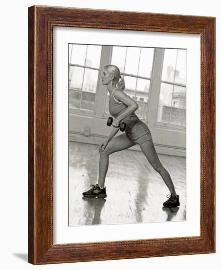 Young Woman Working Out with Hand Wieghts, USA-Chris Trotman-Framed Photographic Print