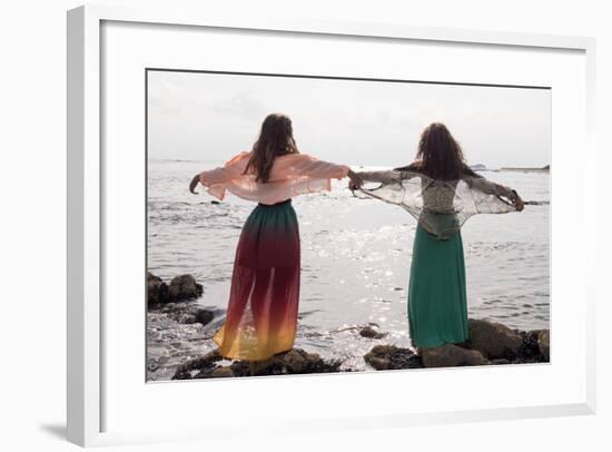 Young Women At Seaside-Charles Bowman-Framed Photographic Print