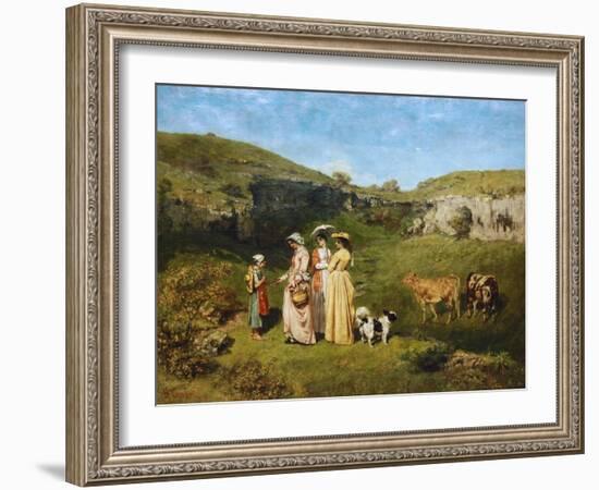 Young Women from the Village-Gustave Courbet-Framed Art Print