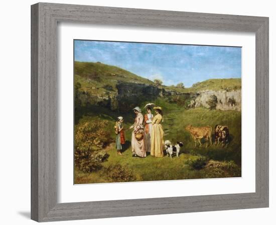 Young Women from the Village-Gustave Courbet-Framed Art Print