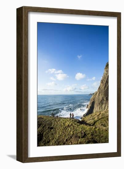 Young Women Hiking Along The Oregon Coast Trail. Oswald West State Park, OR-Justin Bailie-Framed Photographic Print