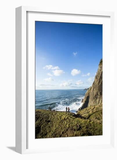 Young Women Hiking Along The Oregon Coast Trail. Oswald West State Park, OR-Justin Bailie-Framed Photographic Print