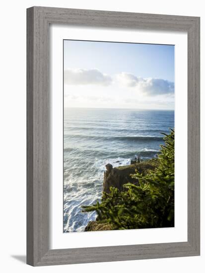 Young Women Hiking Along The Oregon Coast Trail. Oswald West State Park, OR-Justin Bailie-Framed Photographic Print