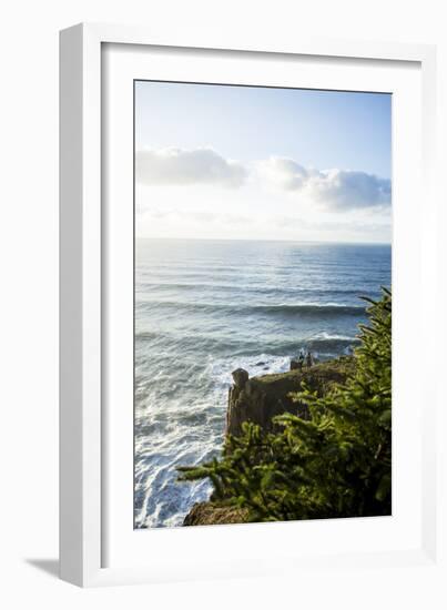 Young Women Hiking Along The Oregon Coast Trail. Oswald West State Park, OR-Justin Bailie-Framed Photographic Print