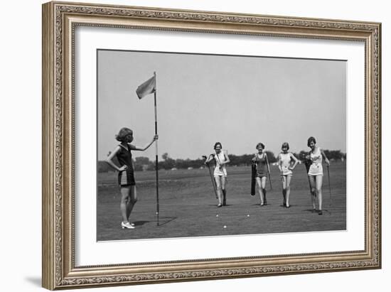 Young Women in Bathing Suits Golfing in Washington, D.C. Vicinity. July 9, 1926-null-Framed Premium Photographic Print