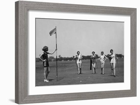 Young Women in Bathing Suits Golfing in Washington, D.C. Vicinity. July 9, 1926-null-Framed Premium Photographic Print