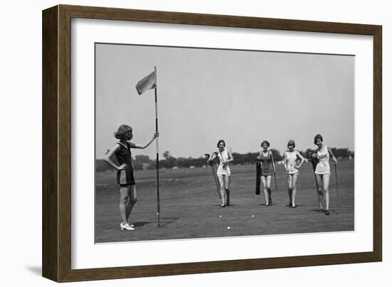 Young Women in Bathing Suits Golfing in Washington, D.C. Vicinity. July 9, 1926-null-Framed Premium Photographic Print