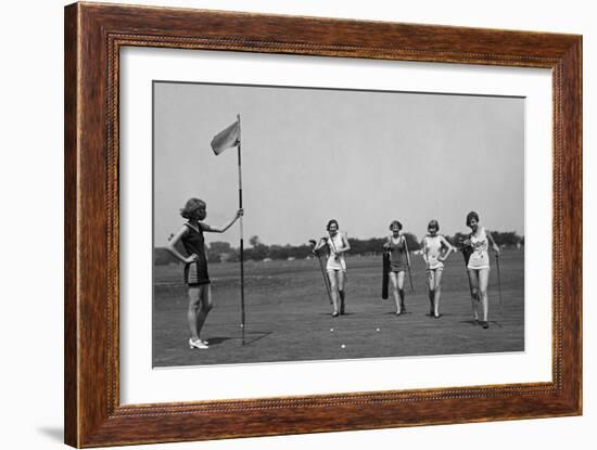 Young Women in Bathing Suits Golfing in Washington, D.C. Vicinity. July 9, 1926-null-Framed Premium Photographic Print