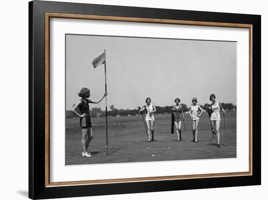 Young Women in Bathing Suits Golfing in Washington, D.C. Vicinity. July 9, 1926-null-Framed Premium Photographic Print