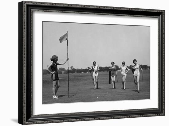 Young Women in Bathing Suits Golfing in Washington, D.C. Vicinity. July 9, 1926-null-Framed Premium Photographic Print