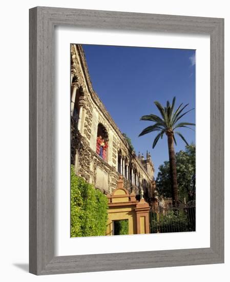 Young Women in Flamenco Dresses Under Arch in the Alcazar, Cordoba, Spain-Merrill Images-Framed Photographic Print