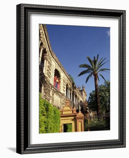 Young Women in Flamenco Dresses Under Arch in the Alcazar, Cordoba, Spain-Merrill Images-Framed Photographic Print