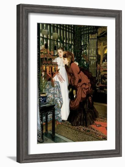 Young Women Looking at Japanese Articles, 1869-James Tissot-Framed Giclee Print