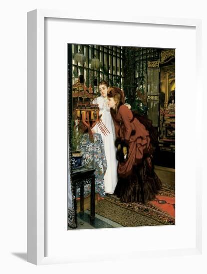 Young Women Looking at Japanese Articles, 1869-James Tissot-Framed Giclee Print