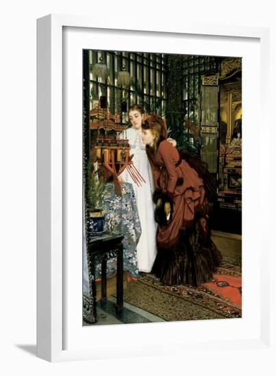 Young Women Looking at Japanese Articles, 1869-James Tissot-Framed Giclee Print