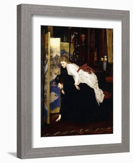 Young Women Looking at Japanese Objects, C.1869-1870-James Tissot-Framed Giclee Print