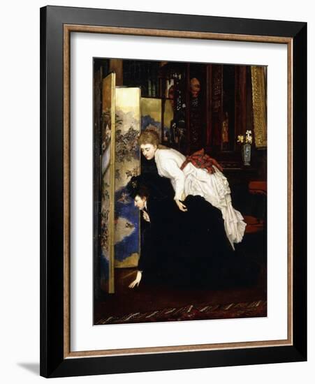 Young Women Looking at Japanese Objects, C.1869-1870-James Tissot-Framed Giclee Print