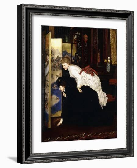 Young Women Looking at Japanese Objects, C.1869-1870-James Tissot-Framed Giclee Print