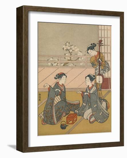 'Young Women Playing Kitsune-ken', c1768-Suzuki Harunobu-Framed Giclee Print