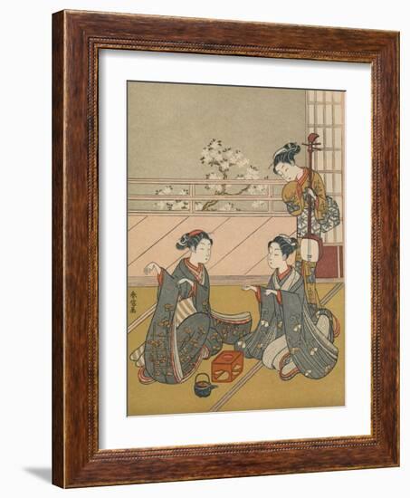 'Young Women Playing Kitsune-ken', c1768-Suzuki Harunobu-Framed Giclee Print