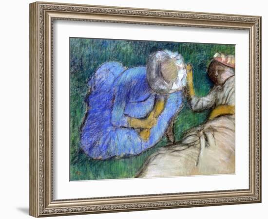 Young Women Resting, Late 19th-Early 20th Century-Edgar Degas-Framed Giclee Print