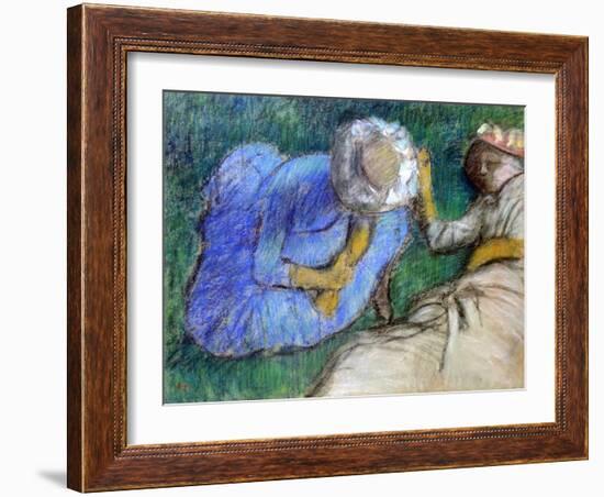 Young Women Resting, Late 19th-Early 20th Century-Edgar Degas-Framed Giclee Print