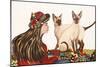 Young women with Siamese Cats-Susan Adams-Mounted Giclee Print