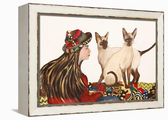 Young women with Siamese Cats-Susan Adams-Framed Premier Image Canvas