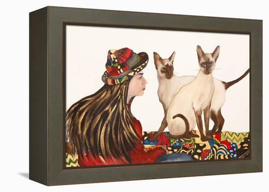 Young women with Siamese Cats-Susan Adams-Framed Premier Image Canvas