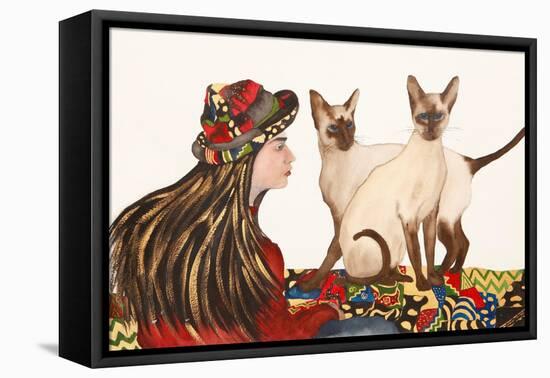 Young women with Siamese Cats-Susan Adams-Framed Premier Image Canvas