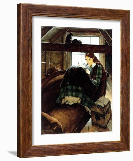 Young Writer-Norman Rockwell-Framed Giclee Print