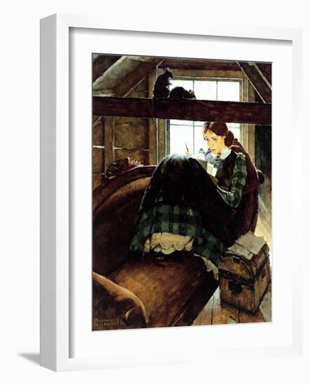 Young Writer-Norman Rockwell-Framed Giclee Print