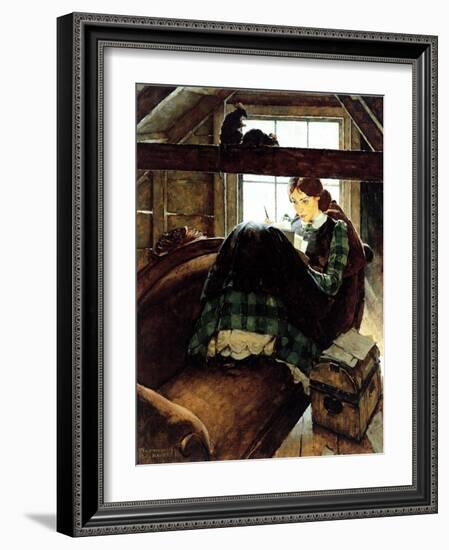 Young Writer-Norman Rockwell-Framed Giclee Print